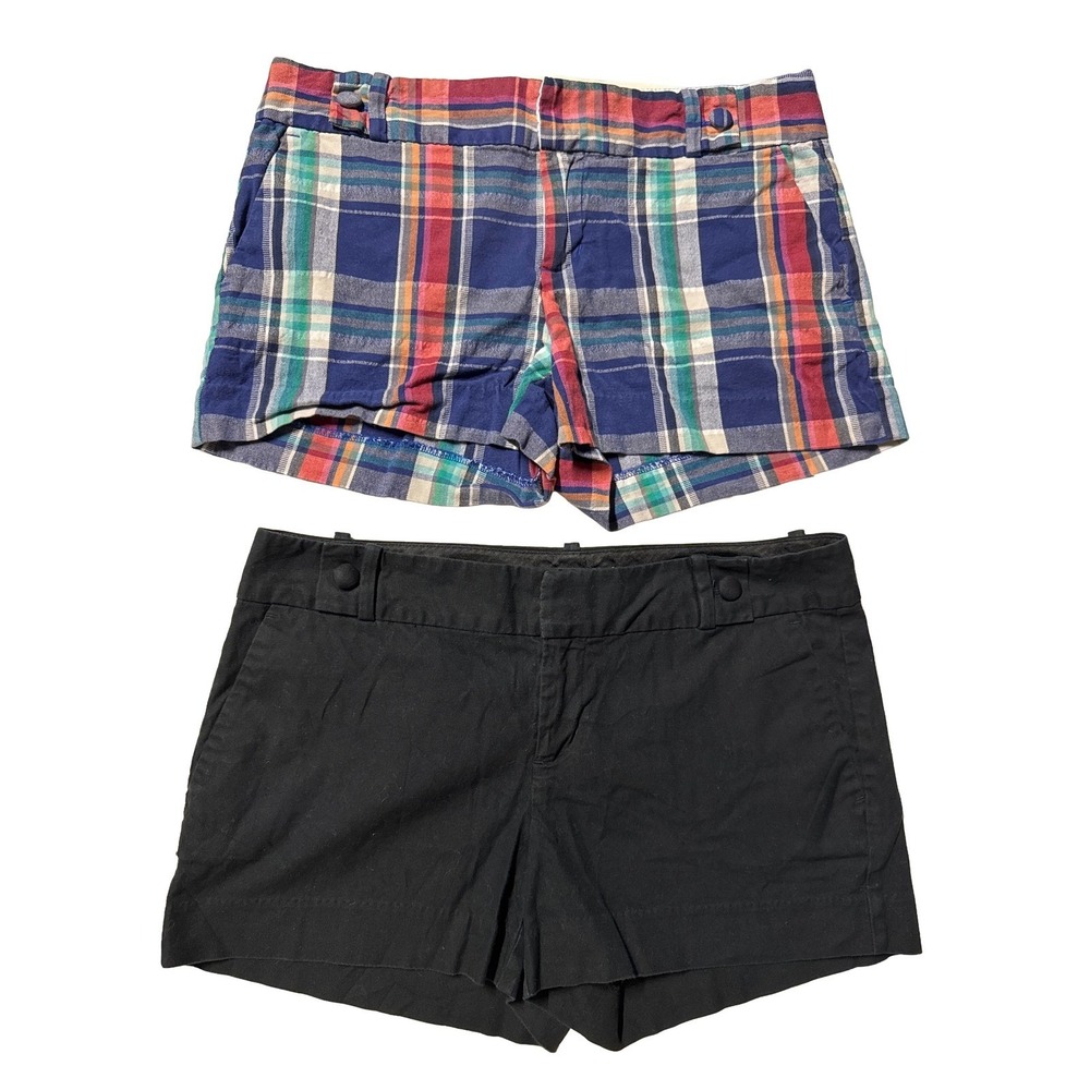 Banana Republic Ryan Fit Shorts Lot of 2 Plaid Navy Blue Size 8 Casual Summer